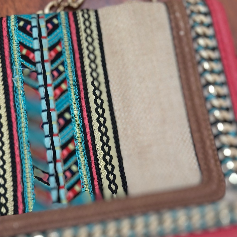 Aldo Red and Cream Crossbody Bag with Chain Detail - Picture 3 of 7